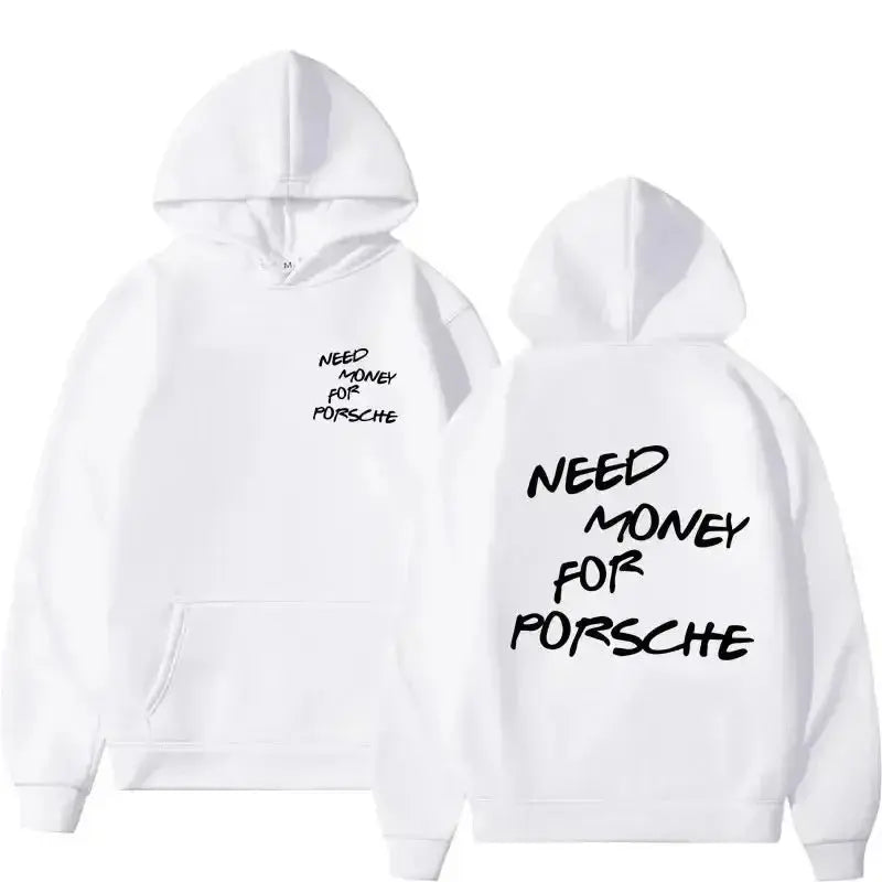Unisex Plush Fashion Hub hoodie with a funny "Need Money" graphic print, casual streetwear pullover in soft fabric.