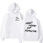 Unisex Plush Fashion Hub hoodie with a funny "Need Money" graphic print, casual streetwear pullover in soft fabric.