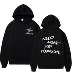 Unisex streetwear hoodie with a humorous "Need Money" graphic print, casual pullover style from Plush Fashion Hub.