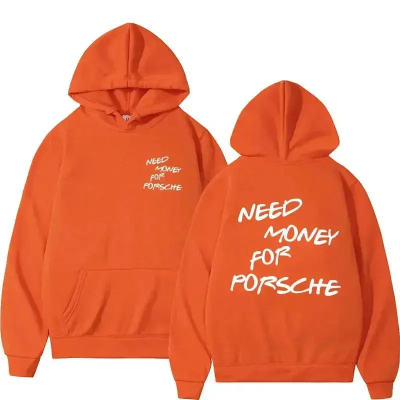 Unisex plush fashion hoodie with a funny "Need Money" graphic print, casual streetwear pullover for everyday wear.