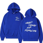 Unisex plush fashion hoodie with a funny "Need Money" graphic print, casual streetwear pullover in vibrant design.