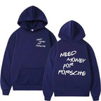 Unisex plush fashion hoodie with humorous "Need Money" letter print, casual streetwear pullover in a relaxed fit.
