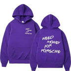 Unisex plush fashion hoodie with humorous "Need Money" graphic print, casual streetwear style, cozy pullover for everyday wear.