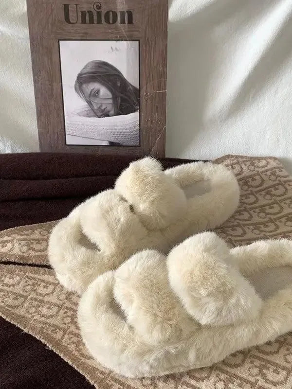Furry Platform Slippers - Plush Fashion Hub