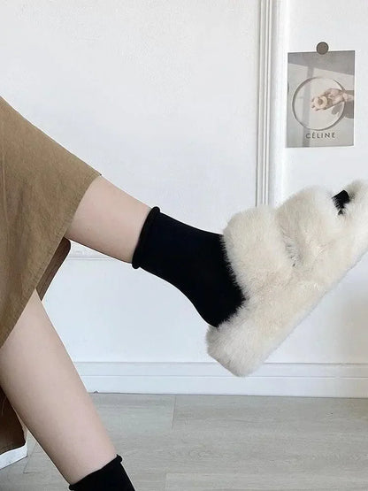 Furry Platform Slippers - Plush Fashion Hub