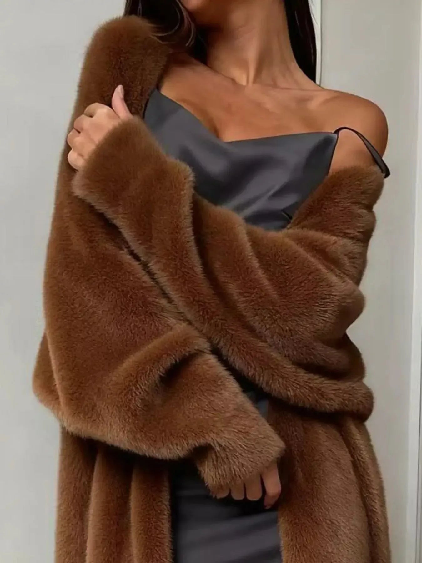 Fuzzy Open Front Longline Cardigan - Plush Fashion Hub