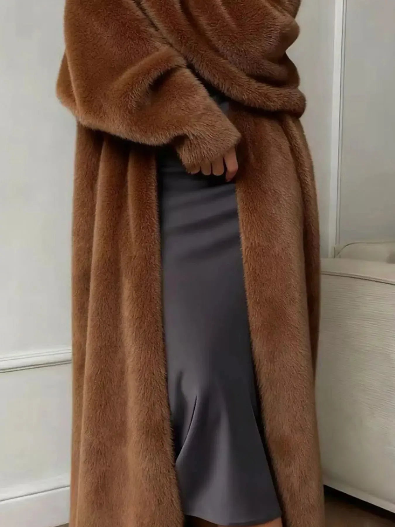 Fuzzy Open Front Longline Cardigan - Plush Fashion Hub