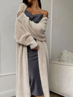 Fuzzy Open Front Longline Cardigan - Plush Fashion Hub