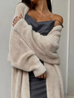 Fuzzy Open Front Longline Cardigan - Plush Fashion Hub