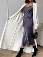 Fuzzy Open Front Longline Cardigan - Plush Fashion Hub