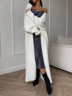 Fuzzy Open Front Longline Cardigan - Plush Fashion Hub