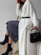 Fuzzy Open Front Longline Cardigan - Plush Fashion Hub