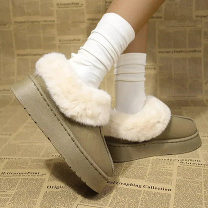Fuzzy Platform Ankle Boots - Plush Fashion Hub