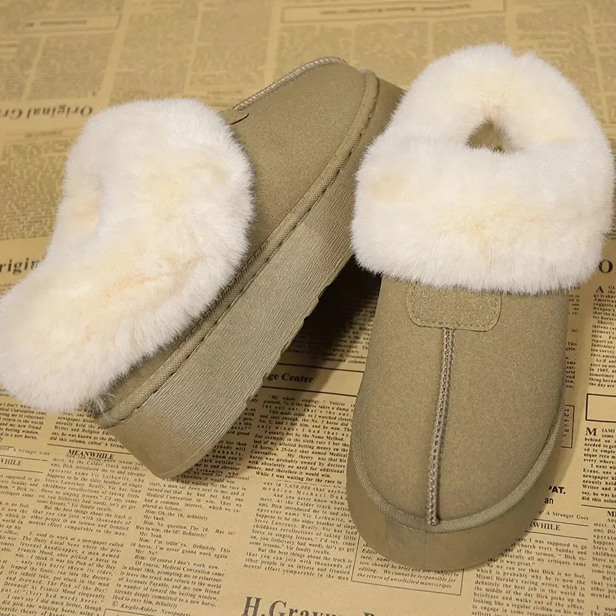 Fuzzy Platform Ankle Boots - Plush Fashion Hub