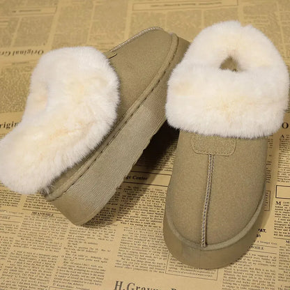 Fuzzy Platform Ankle Boots - Plush Fashion Hub