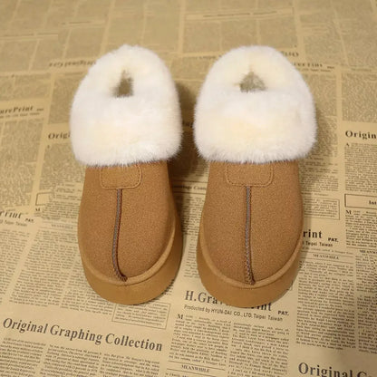 Fuzzy Platform Ankle Boots - Plush Fashion Hub