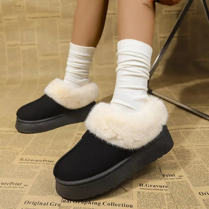Fuzzy Platform Ankle Boots - Plush Fashion Hub