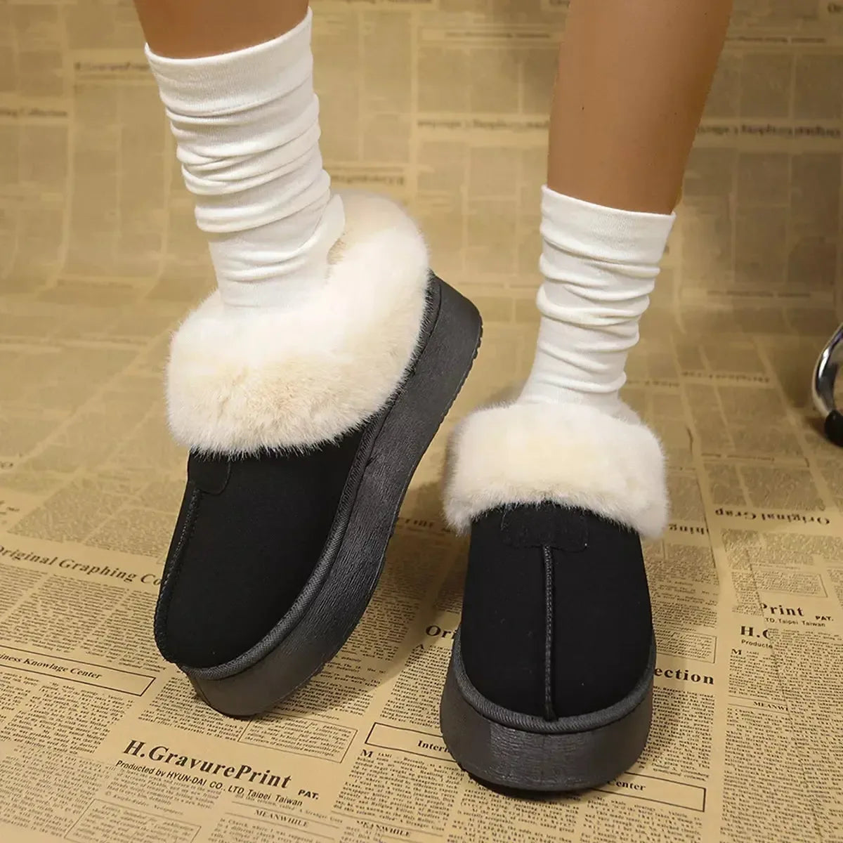 Fuzzy Platform Ankle Boots - Plush Fashion Hub