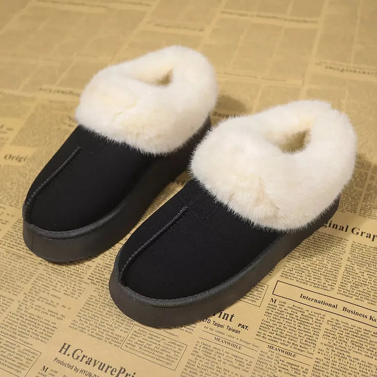 Fuzzy Platform Ankle Boots - Plush Fashion Hub