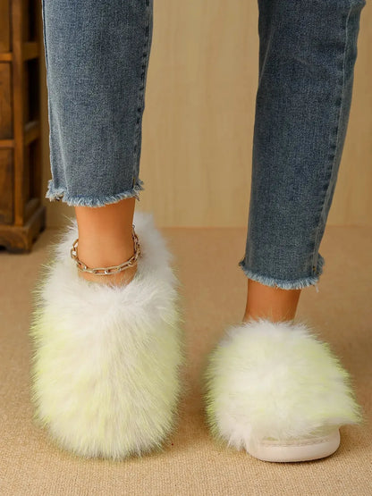 Fuzzy Round Toe Slippers - Plush Fashion Hub
