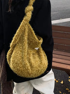 Fuzzy Solid Color Crossbody Bag - Plush Fashion Hub