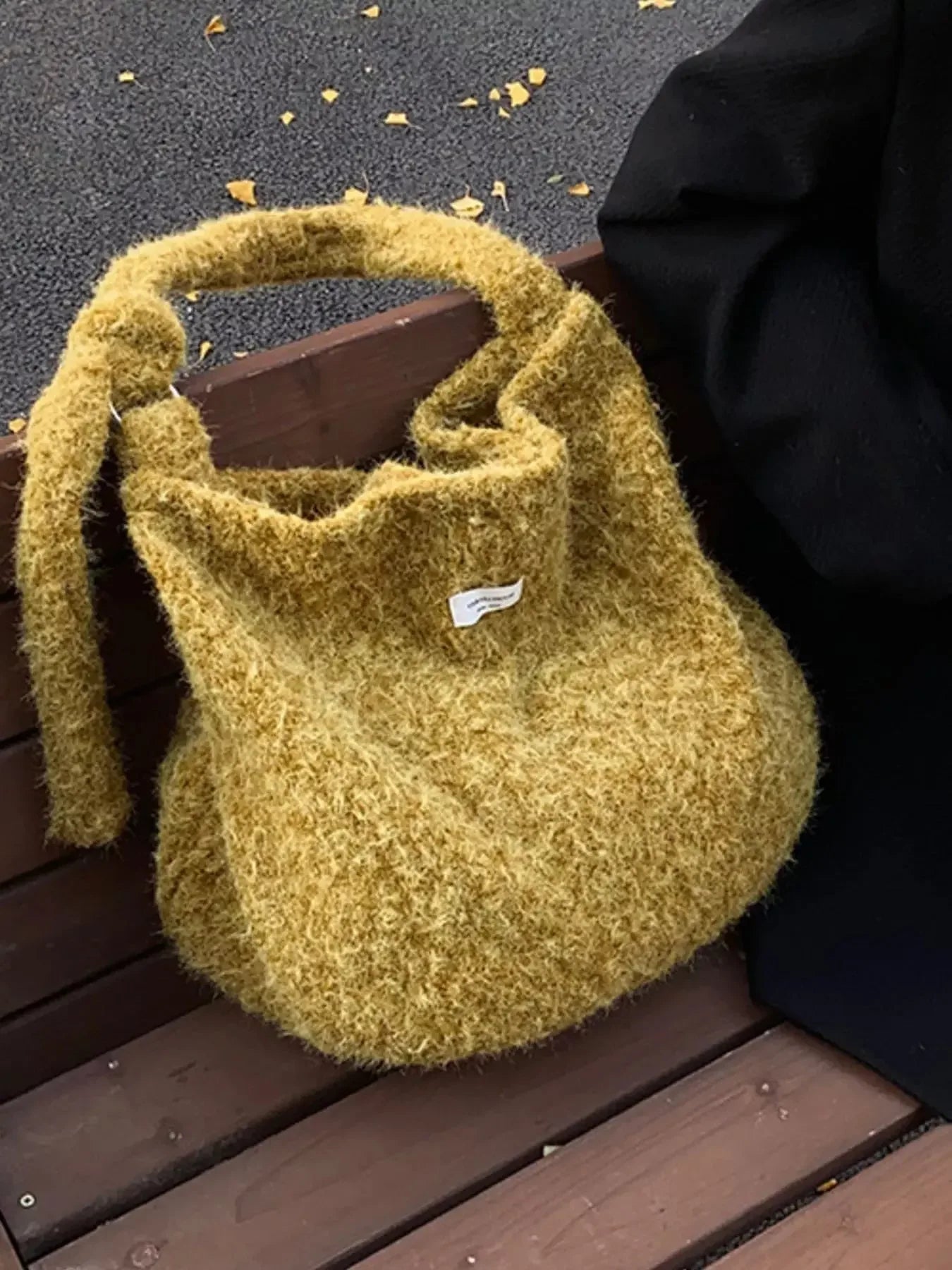 Fuzzy Solid Color Crossbody Bag - Plush Fashion Hub