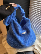 Fuzzy Solid Color Crossbody Bag - Plush Fashion Hub