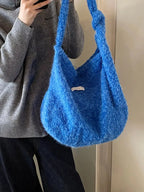 Fuzzy Solid Color Crossbody Bag - Plush Fashion Hub