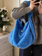Fuzzy Solid Color Crossbody Bag - Plush Fashion Hub