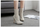 Women rhinestone high heel boots with pointed toe, stylish Trendy Attic Store01 footwear for elegant occasions