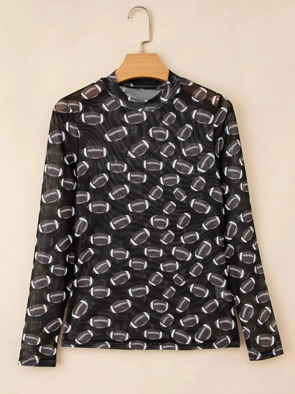 Plush Fashion Hub Game Day sheer mesh long sleeve top with breathable stretch fit, ideal for layering and sporty style.