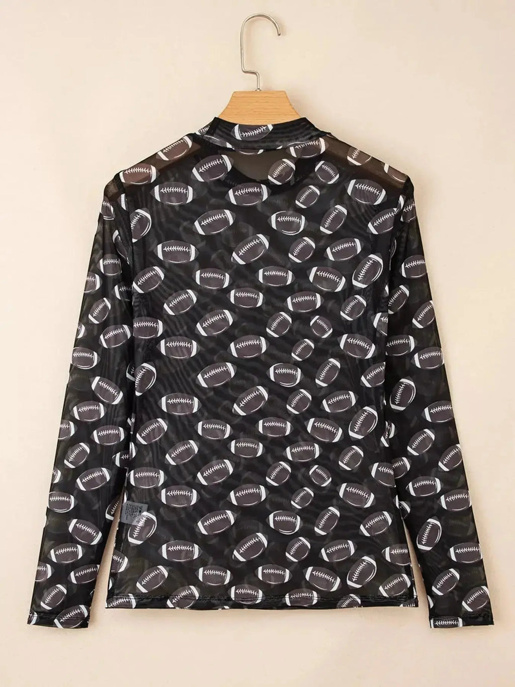 Sheer mesh long sleeve layering top by Plush Fashion Hub, breathable stretch fit, ideal for game day or casual wear.