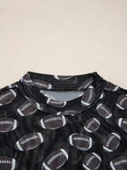 Black sheer mesh long sleeve top by Plush Fashion Hub, breathable stretch fit, perfect for layering on game day.