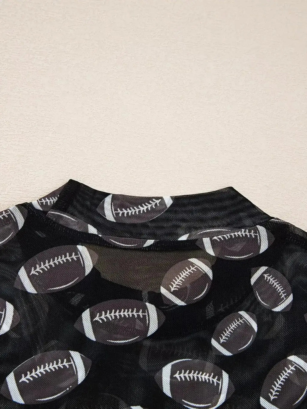 Plush Fashion Hub game day sheer mesh long sleeve top with breathable stretch fit, ideal for layering and stylish game day looks.