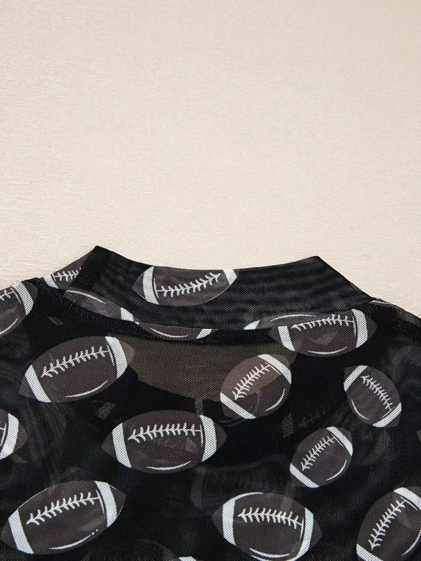 Plush Fashion Hub game day sheer mesh long sleeve top with breathable stretch fit, ideal for layering and stylish game day looks.