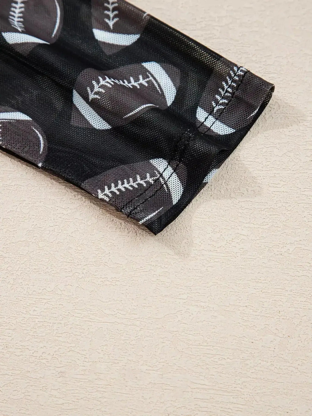 Plush Fashion Hub Game Day sheer mesh long sleeve top, breathable stretchy fabric, layered style for casual or athletic wear.