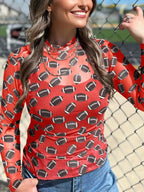 Black sheer mesh long sleeve top by Plush Fashion Hub featuring breathable stretch fabric, perfect for layering on game day.
