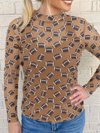 Black sheer mesh long sleeve top by Plush Fashion Hub, breathable stretch fit, perfect for layering and game day fashion.