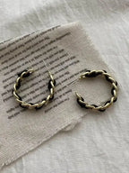 Gold and silver geometric circular statement earrings by Plush Fashion Hub featuring modern design and alloy construction.