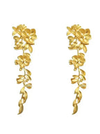 Gold Flower Long Leaf Earrings - Plush Fashion Hub