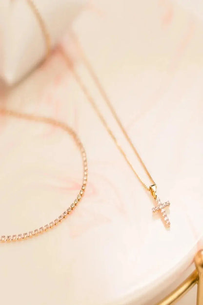 Gold Heavenly Sacred Cross Necklace Pretty Little Patriot