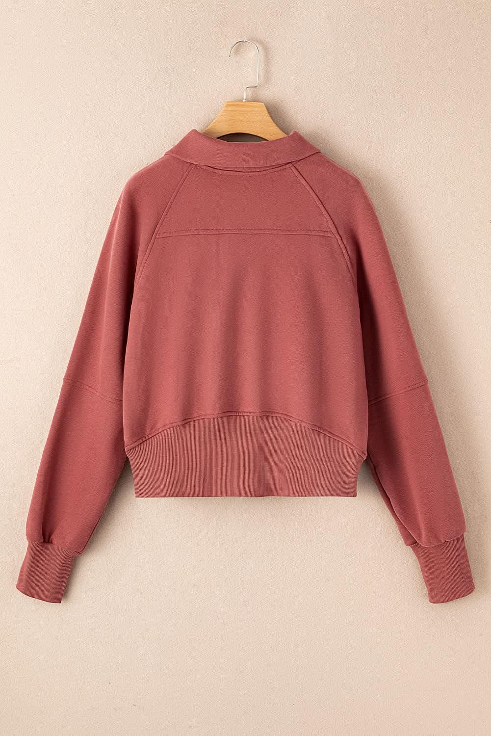 Green ribbed zip sweatshirt with stand collar and thumbhole sleeves, stylish women's hoodie by Gilded Glamour Shop.