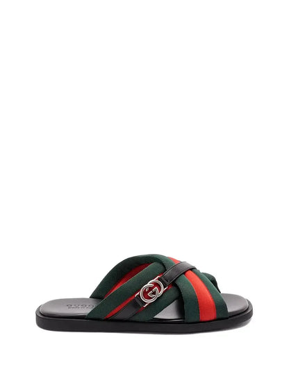 Gucci Men Criss-Cross Sandals With `Web` - Plush Fashion Hub