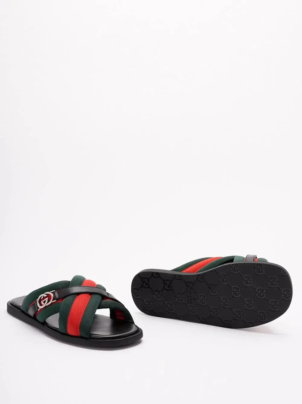Gucci Men Criss-Cross Sandals With `Web` - Plush Fashion Hub