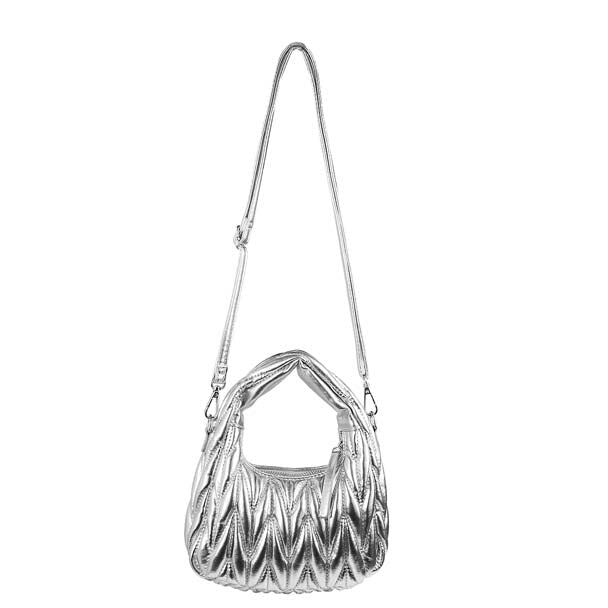 Silver H-Miu Bag by The House of Stylez with sleek design and contemporary style, perfect for fashion-forward accessories.