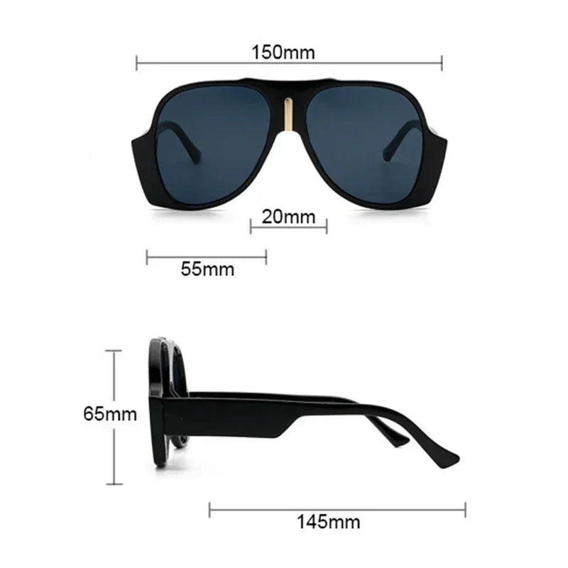 Oversized pilot sunglasses for women and men with gradient lenses, luxury brand Plush Fashion Hub, UV400 protection, vintage style.