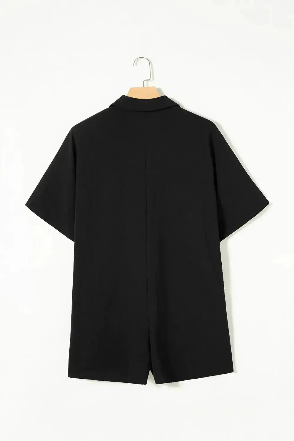 Women's lightweight half-button collared shirt romper, versatile one-piece shirt dress by Plush Fashion Hub.