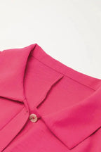 Women's lightweight half-button collared shirt romper by Plush Fashion Hub, featuring a versatile one-piece shirt dress design.