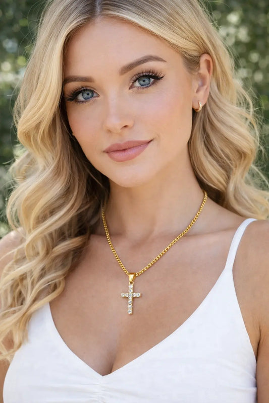 He is Risen cz Cross necklace Pretty Little Patriot