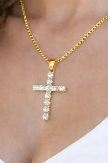 He is Risen cz Cross necklace Pretty Little Patriot